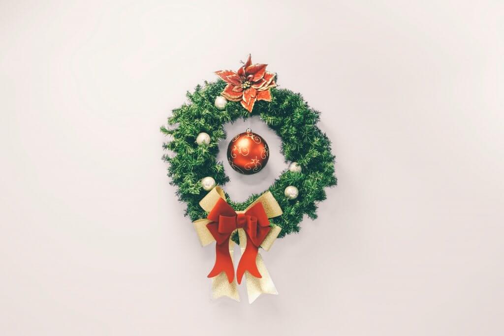 A Christmassy holly wreath.