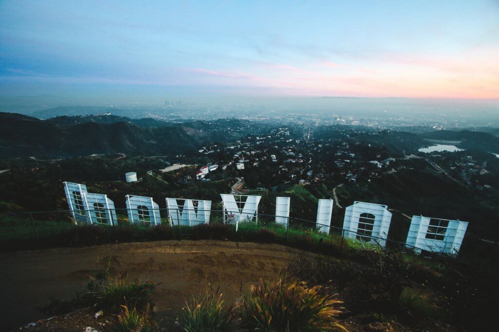A view of Los Angeles from the hill behind the Hollywood sign.