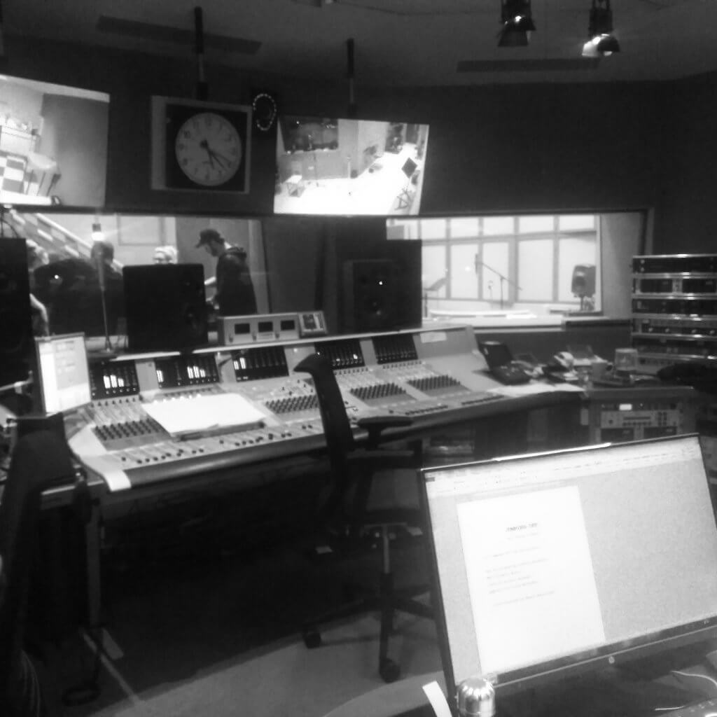 Sitting in on a BBC Radio Scotland recording at Pacific Quay.
