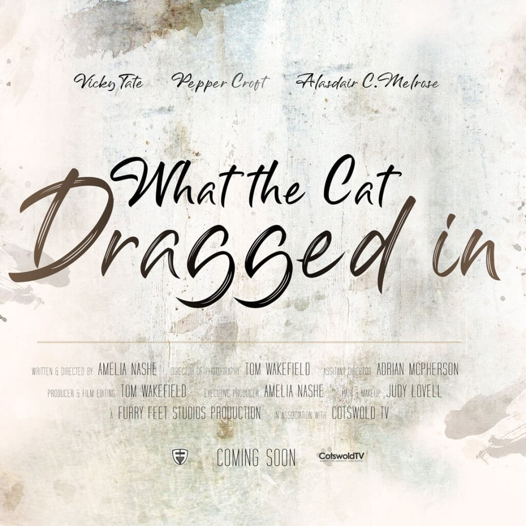 Poster image for What the Cat Dragged In with top credits on it and an artsy image of an old woman's face and a young man's.