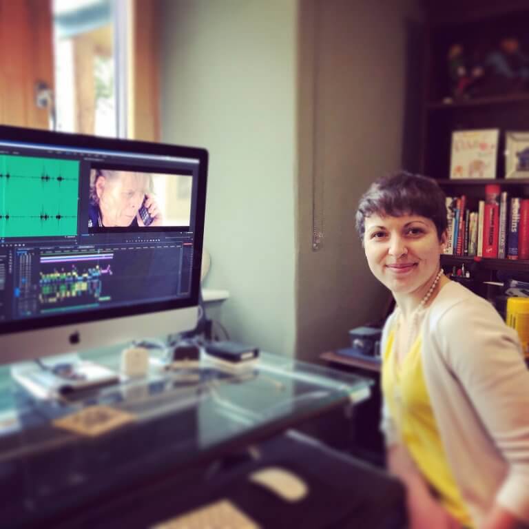 Me looking at Tom's excellent latest cut of the film in the edit - nearly done!