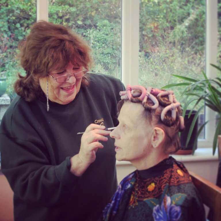 Judy working her magic to make Vicky look older than her years and turn her into Ms Crow.